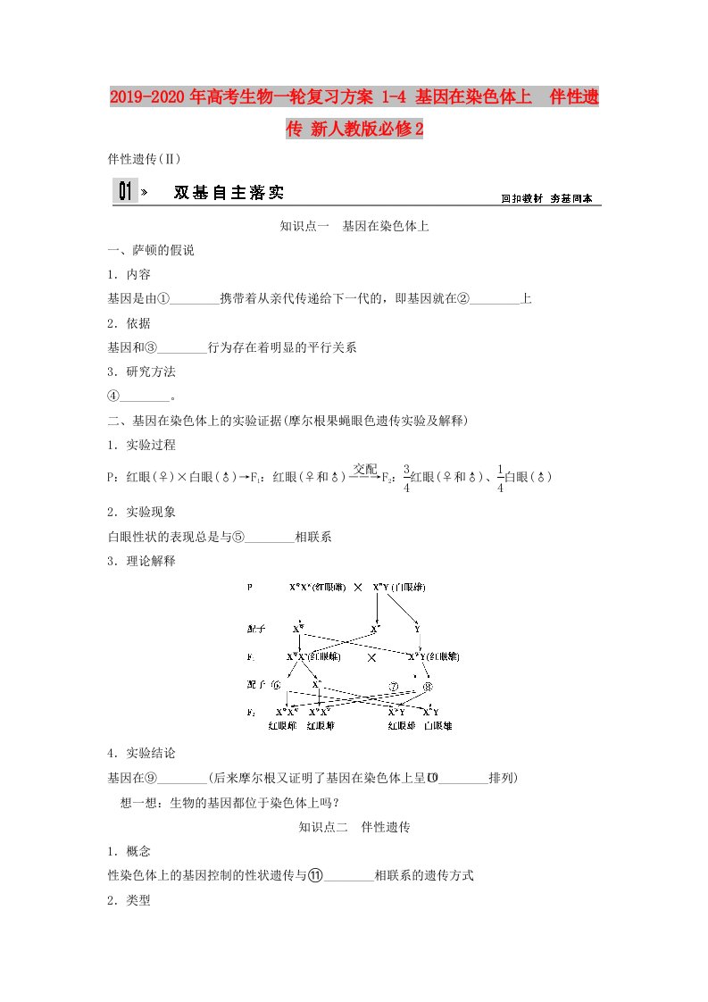 2019-2020年高考生物一轮复习方案