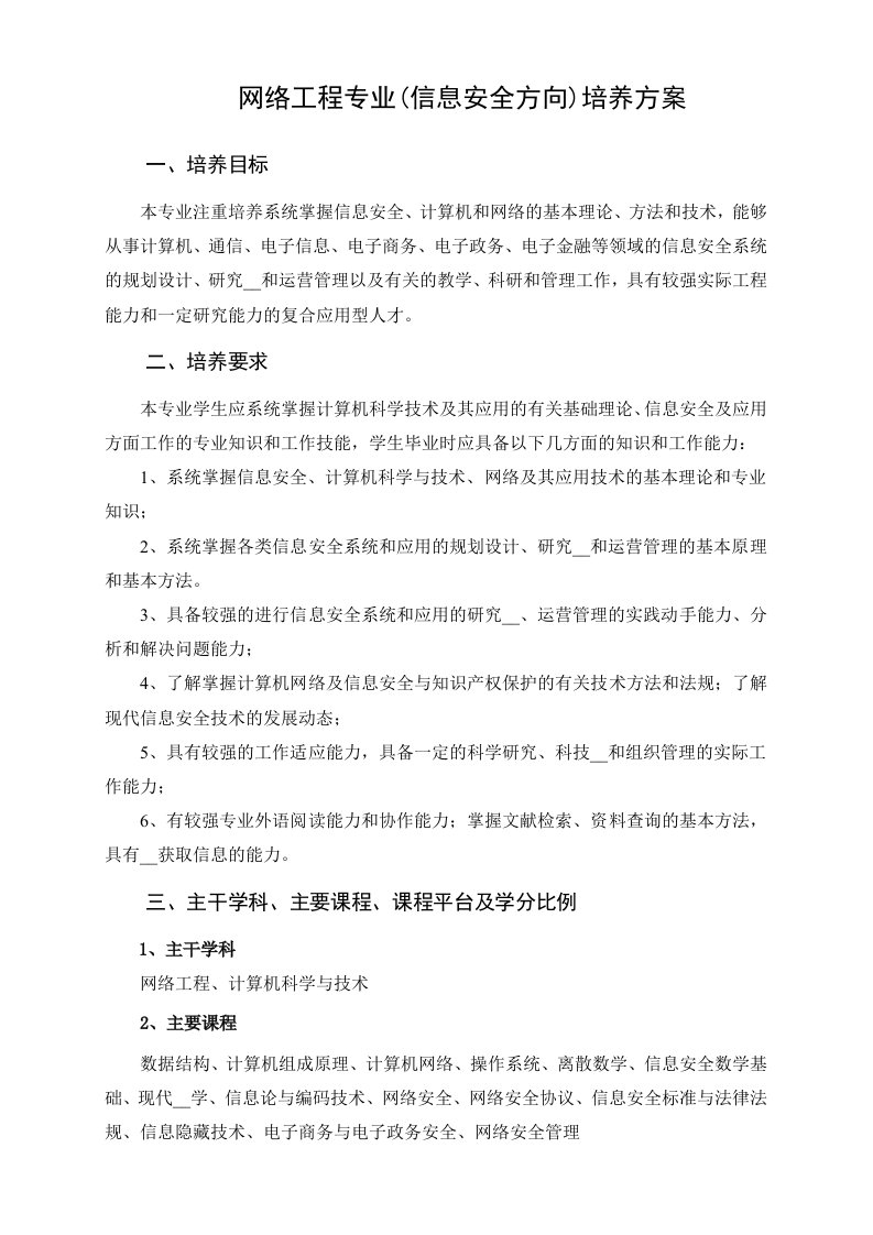 网络工程专业(信息安全方向)