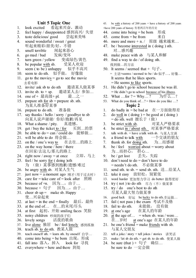 仁爱英语八年级下各单元短语归纳