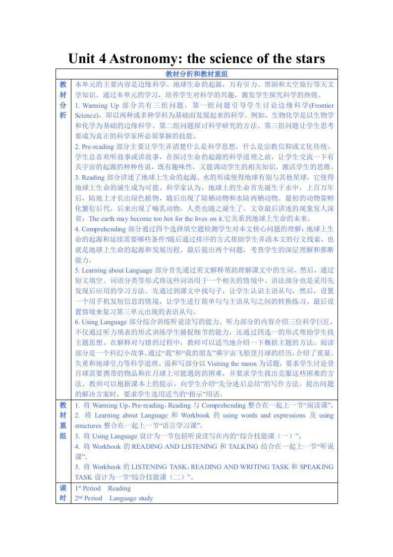 高中英语实验版第3册Unit4阅读课