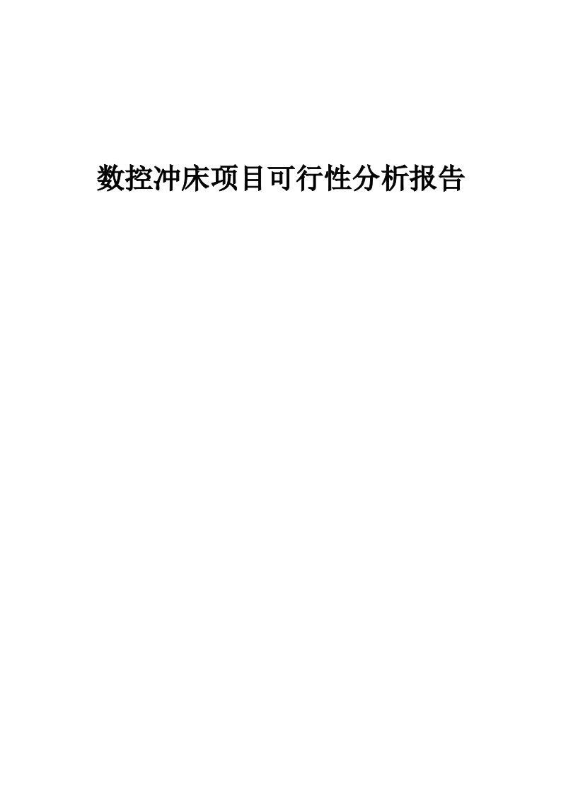 数控冲床项目可行性分析报告