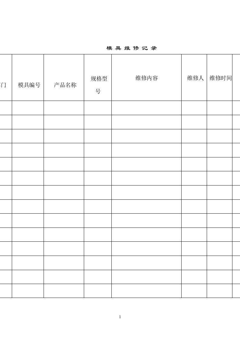 模具维修记录表（表格模板、DOC格式）