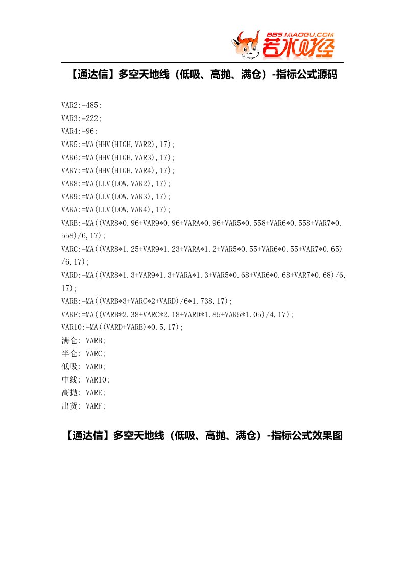 【股票指标公式下载】-【通达信】多空天地线(低吸、高抛、满仓)