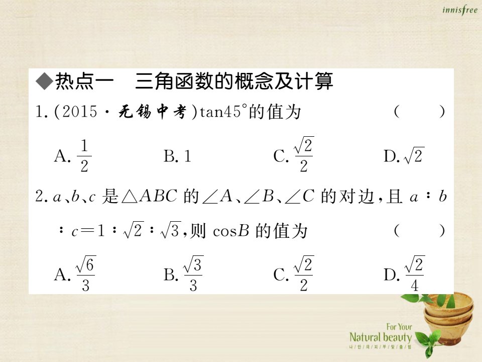 秋九年级数学上册第24章解直角三角形热点专练课件新版华东师大版