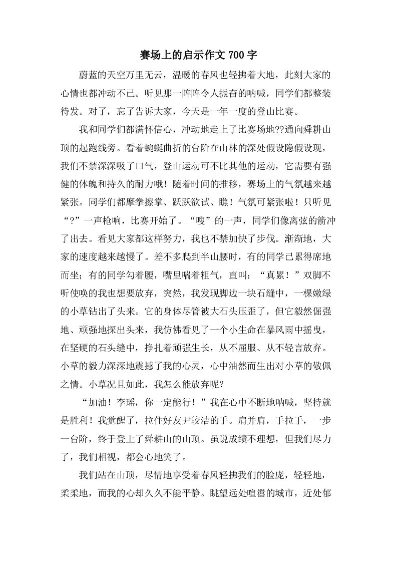 赛场上的启示作文700字