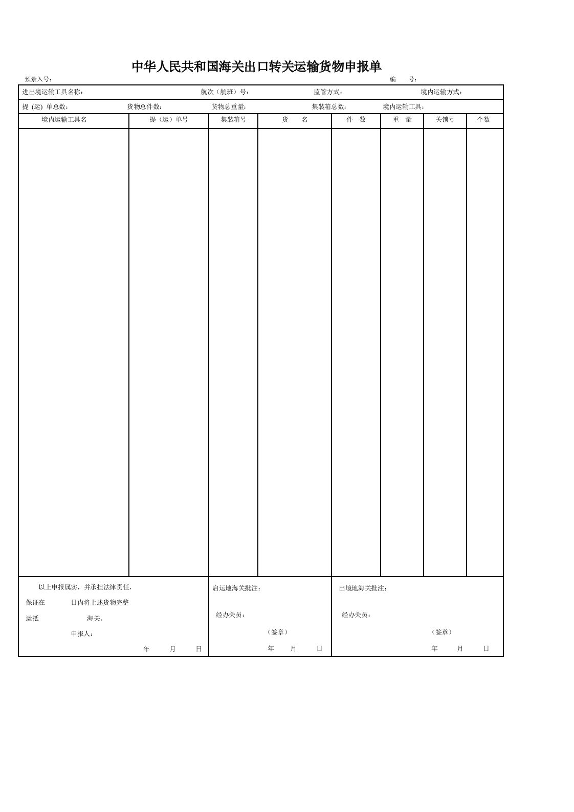 出口转关运输货物申报单--出口出口.doc