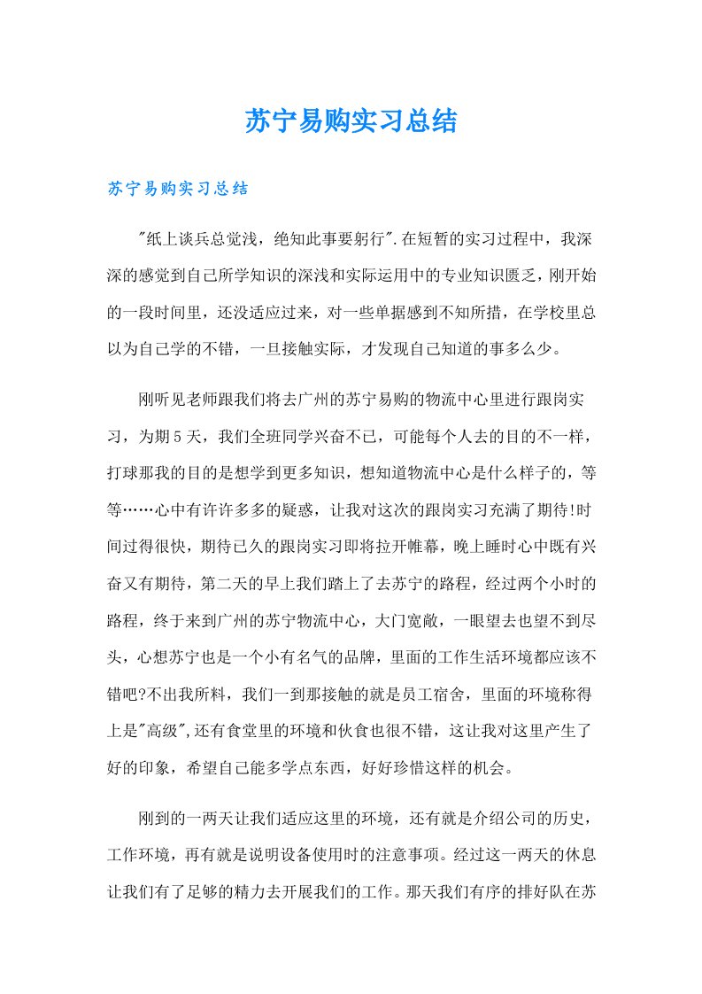 苏宁易购实习总结