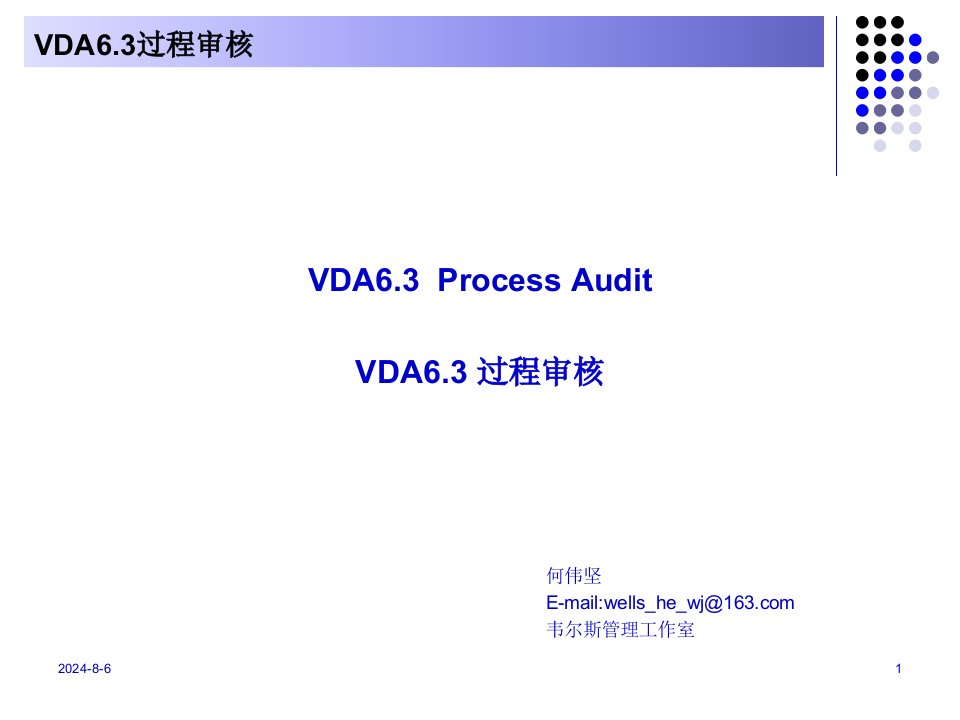 VDA63过程审核培训教材分解