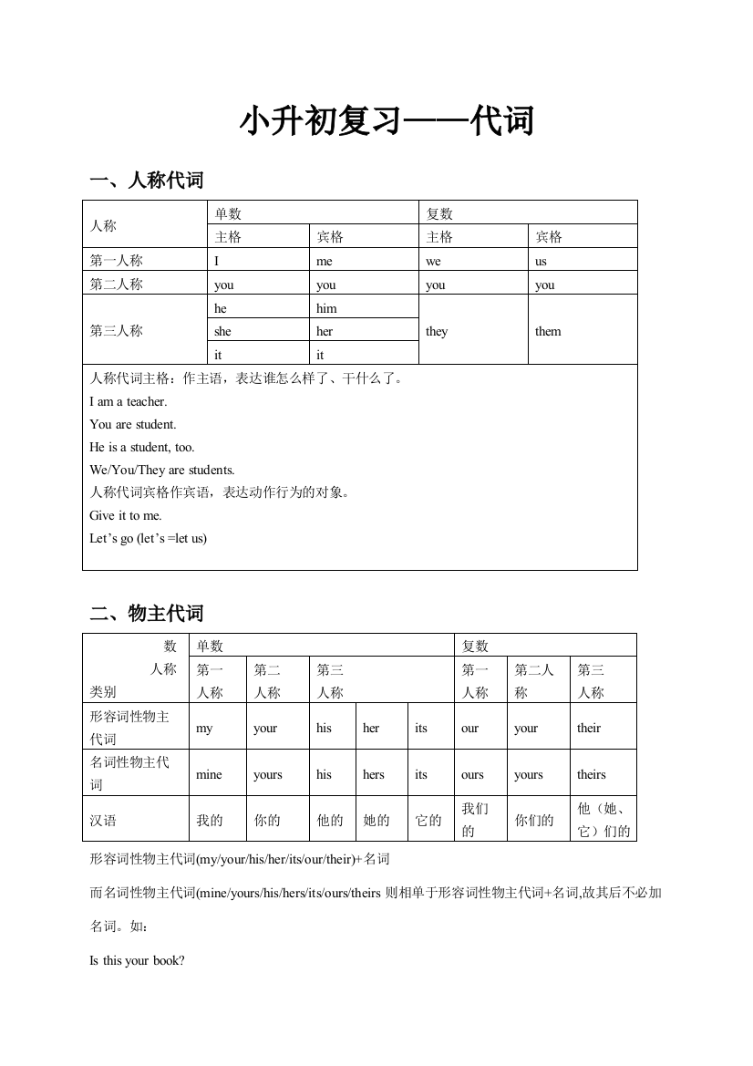 2023年人教PEP六年级英语下册小升初代词数词复习