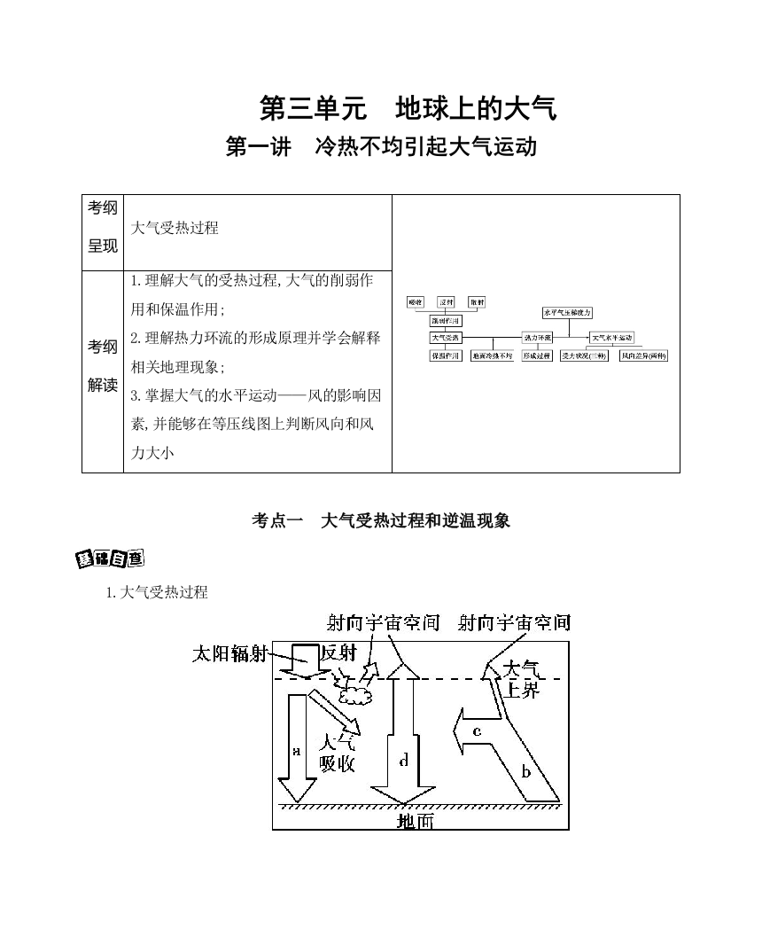 2021版地理提能大一轮复习课标版文档：第三单元　第一讲　冷热不均引起大气运动