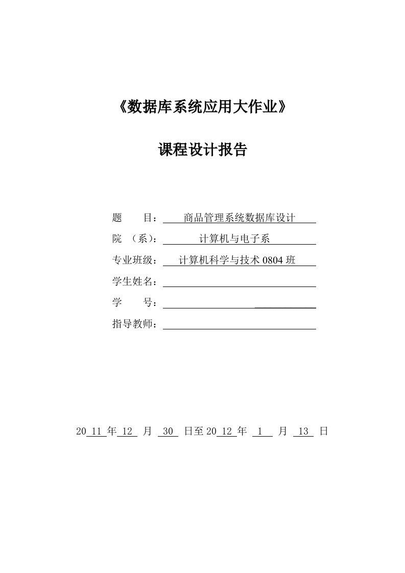 《数据库系统应用大作业》课程设计报告