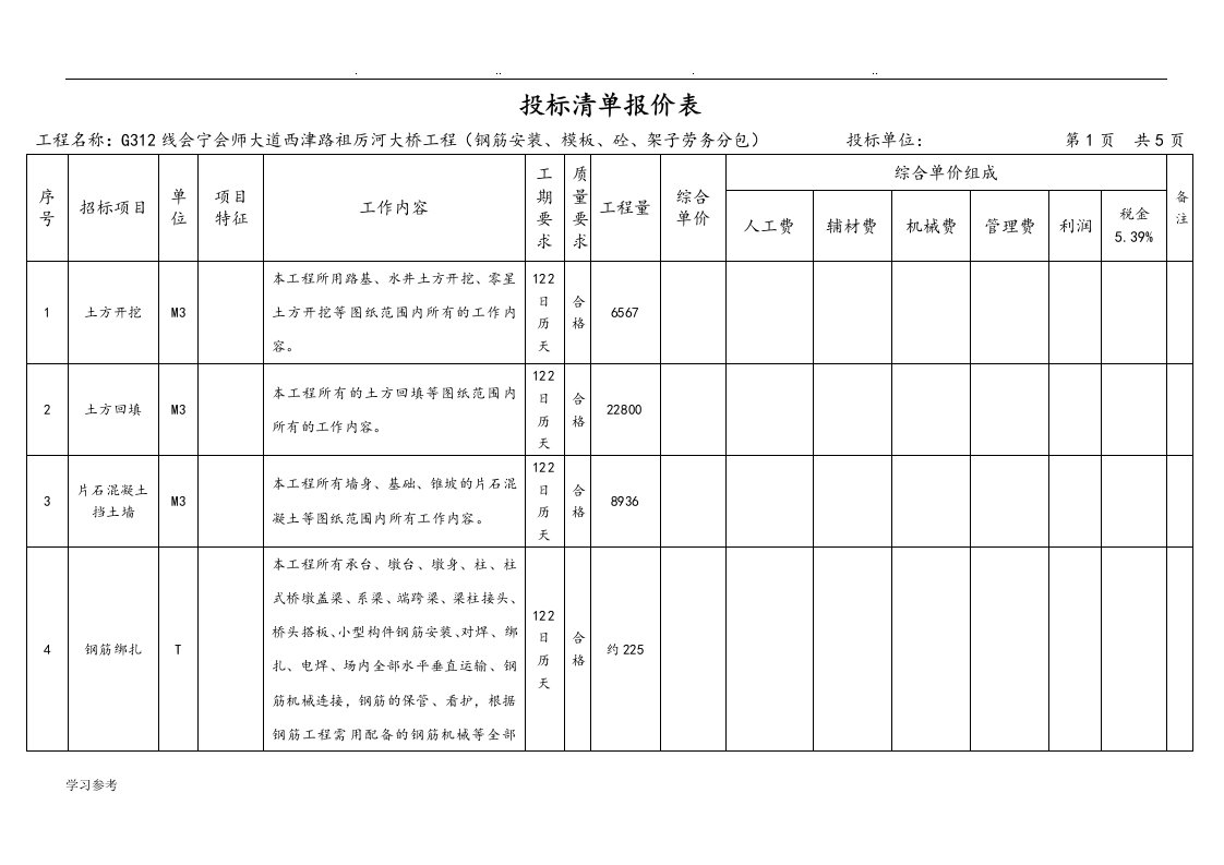 清单报价表[劳务最终]