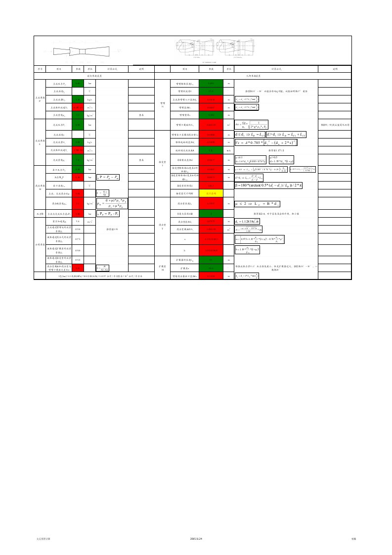 文丘里式气气混合器计算表
