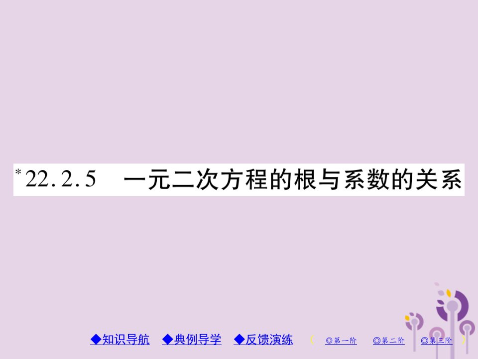 九年级数学上册第22章一元二次方程的根与系数的关系习题ppt课件新版华东师大版