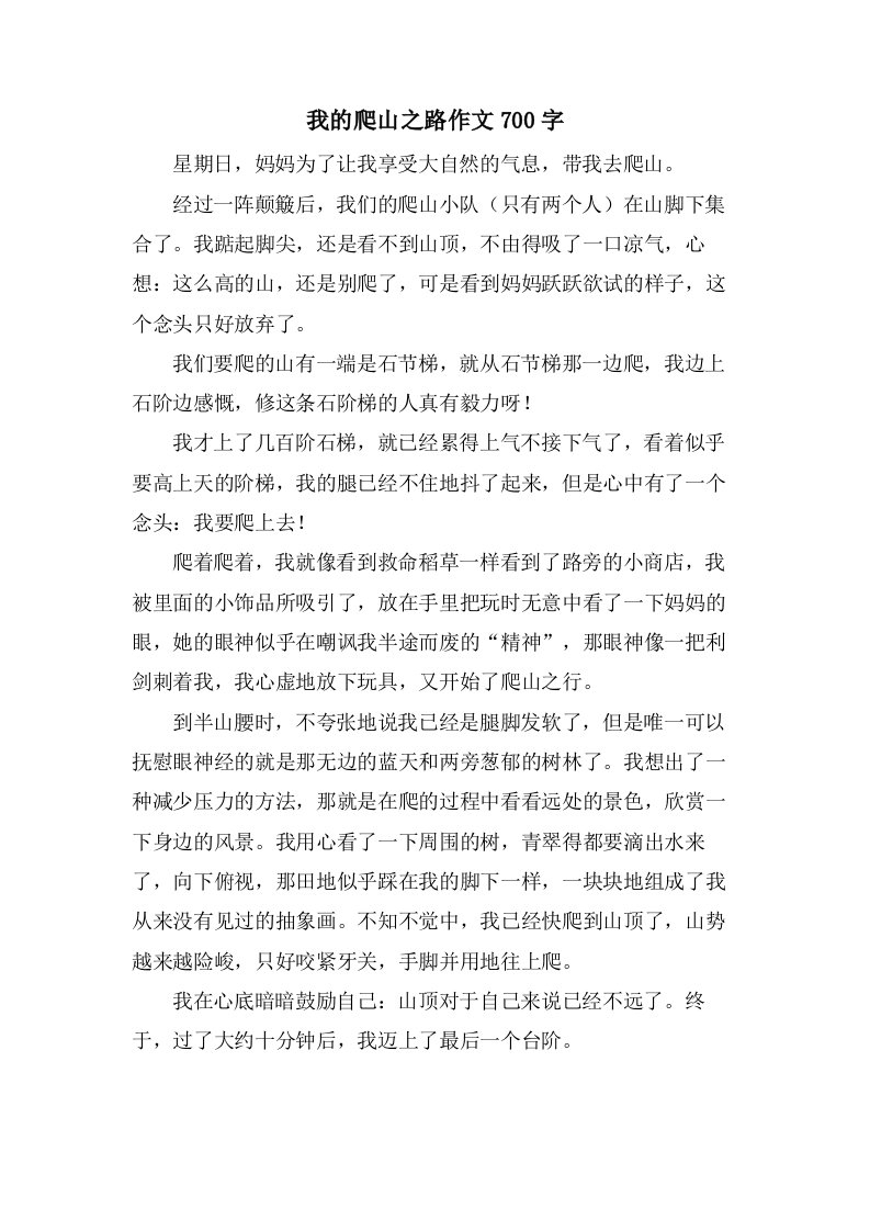 我的爬山之路作文700字