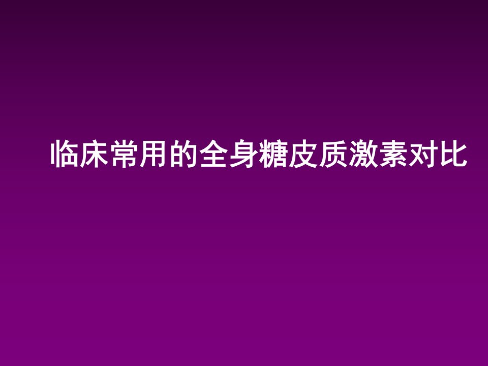 糖皮质激素核心对比