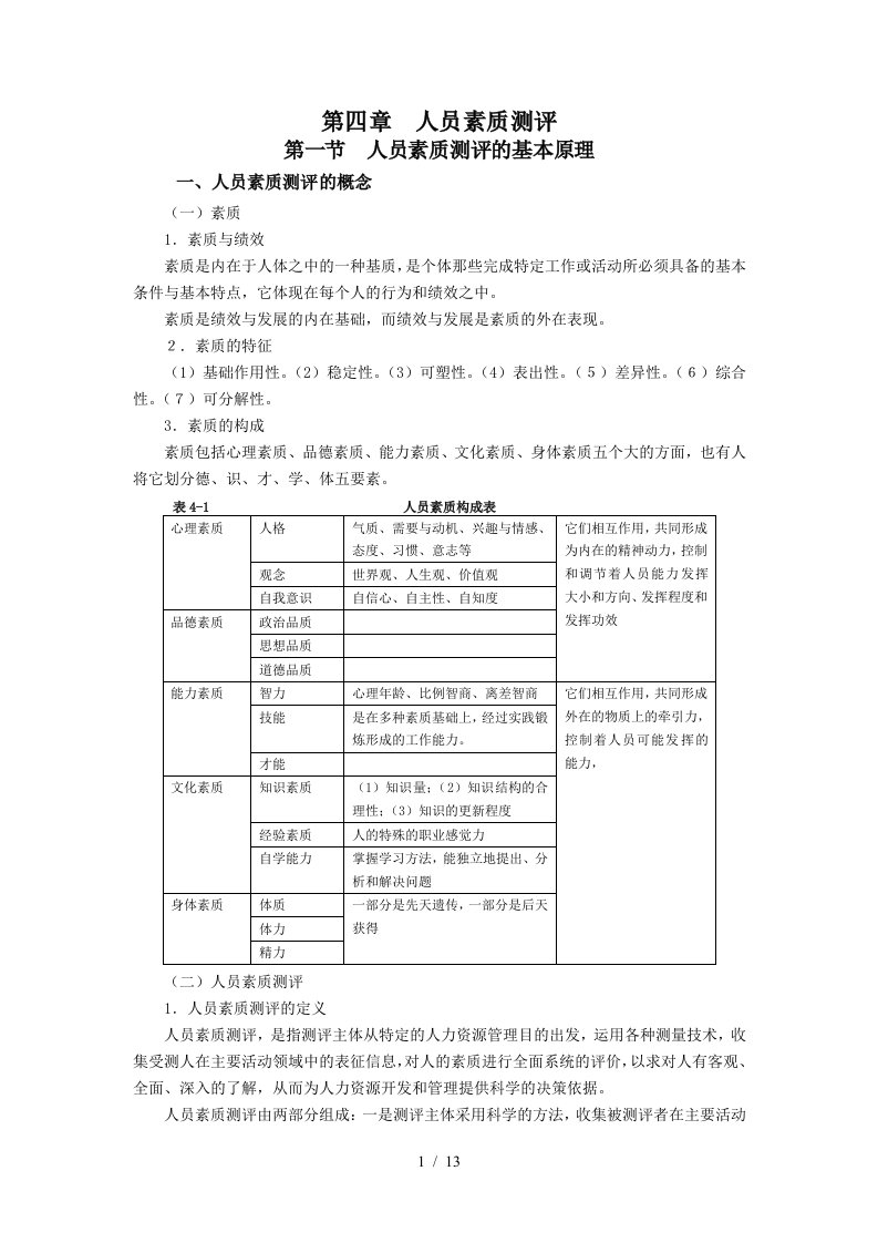 第四章：人员素质测评