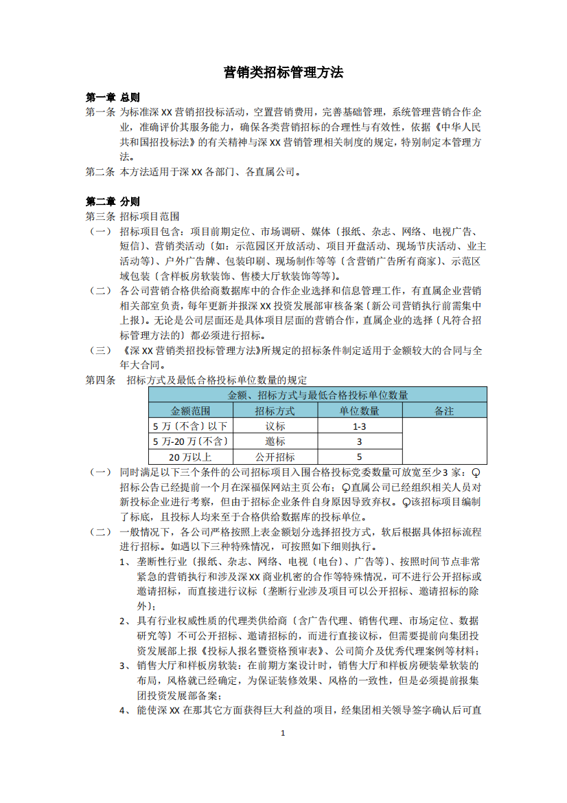 房地产企业营销类招标管理办法---内部资料