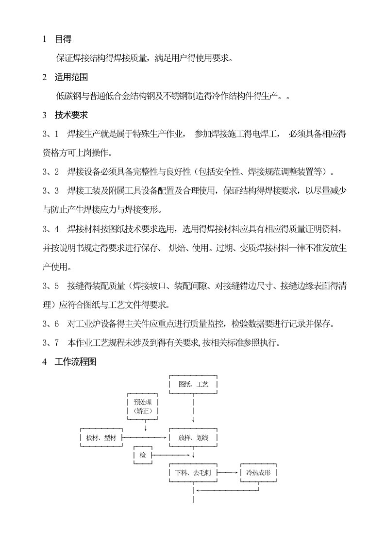 焊接生产作业指导书