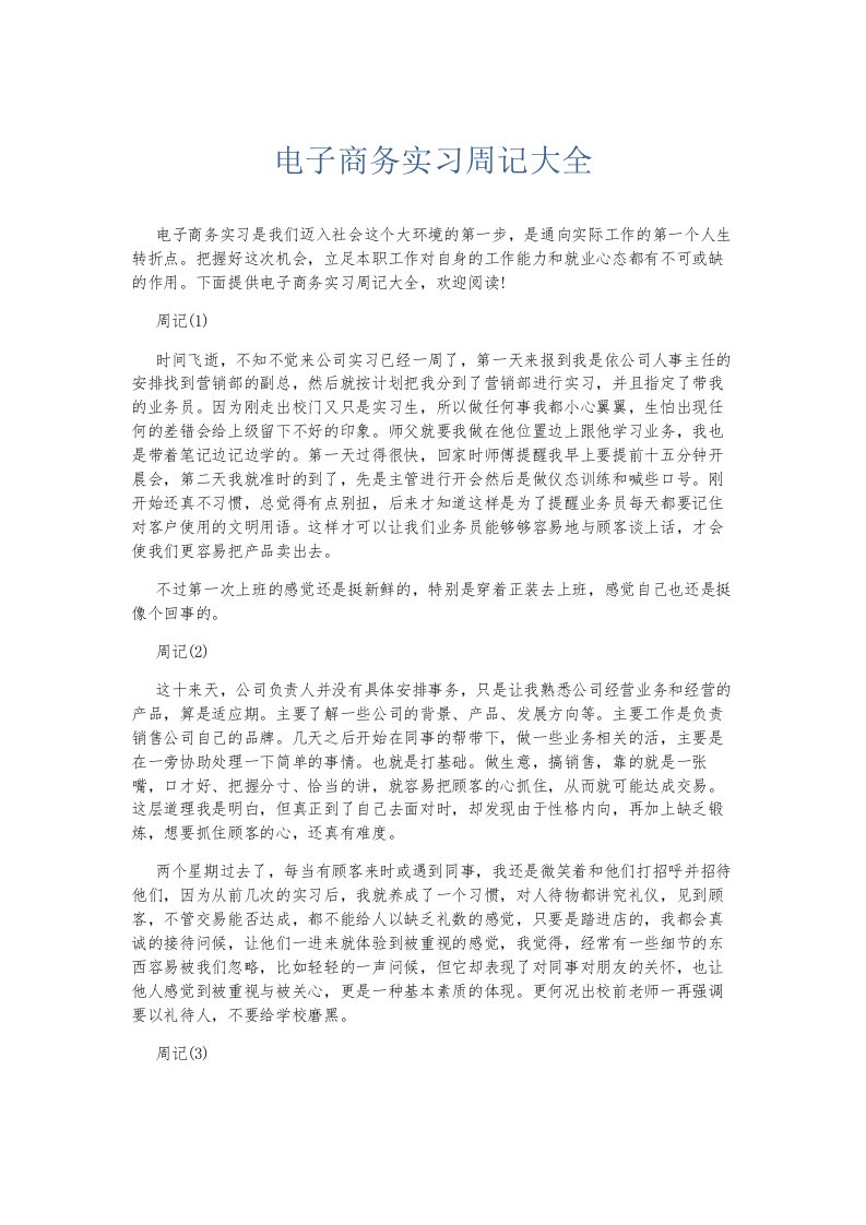 总结报告电子商务实习周记大全