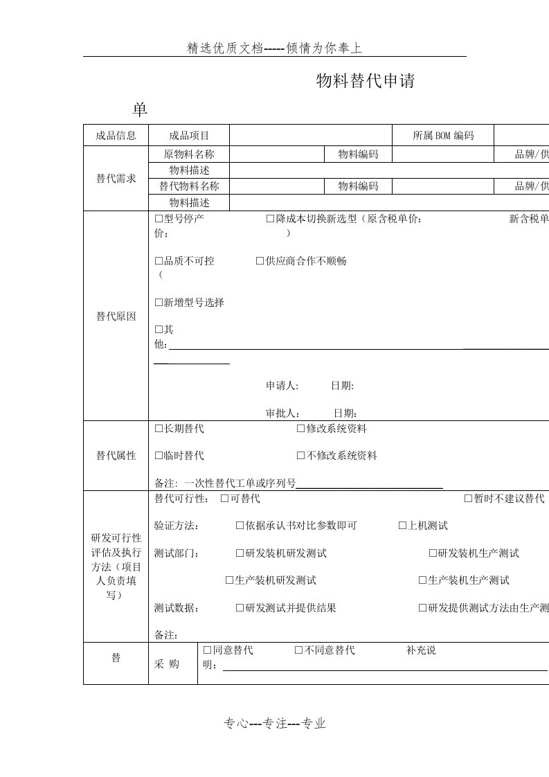 物料替代申请单(共2页)