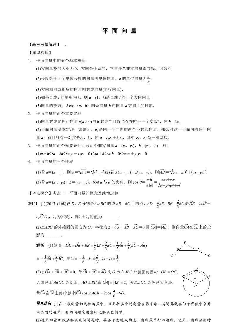 苏教版二轮专题平面向量