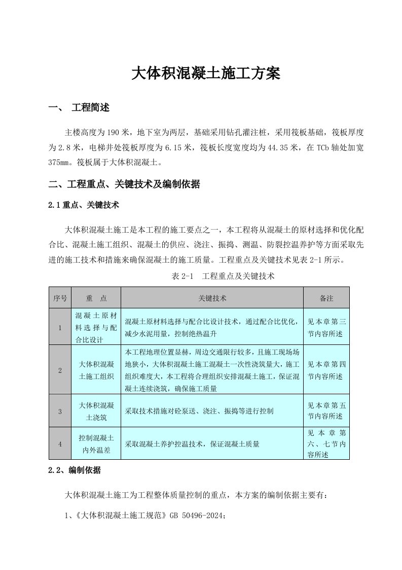 超高层大体积混凝土施工方案