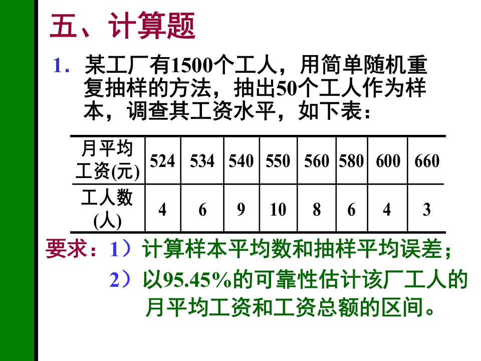 抽样推断计算题答案