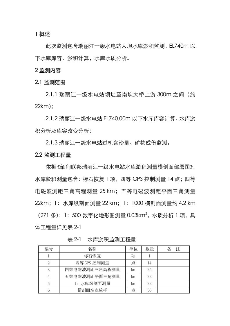 2021年水电站库容测量方案