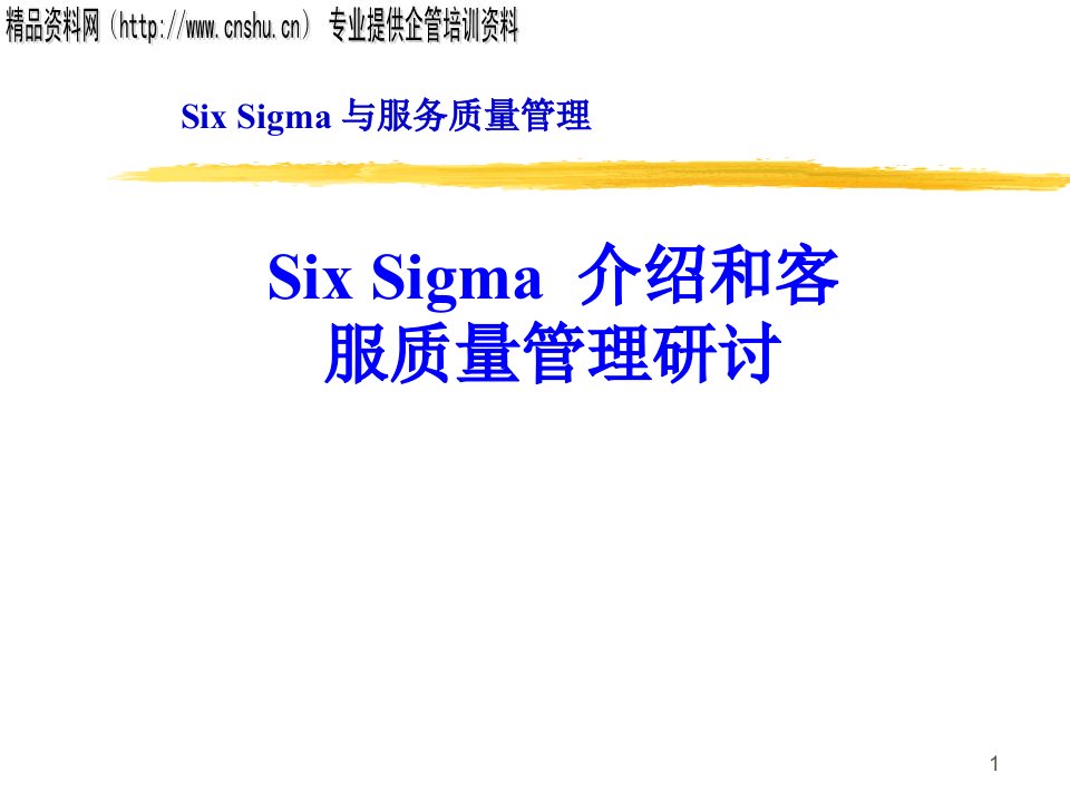 SixSigma與服務質量管理1