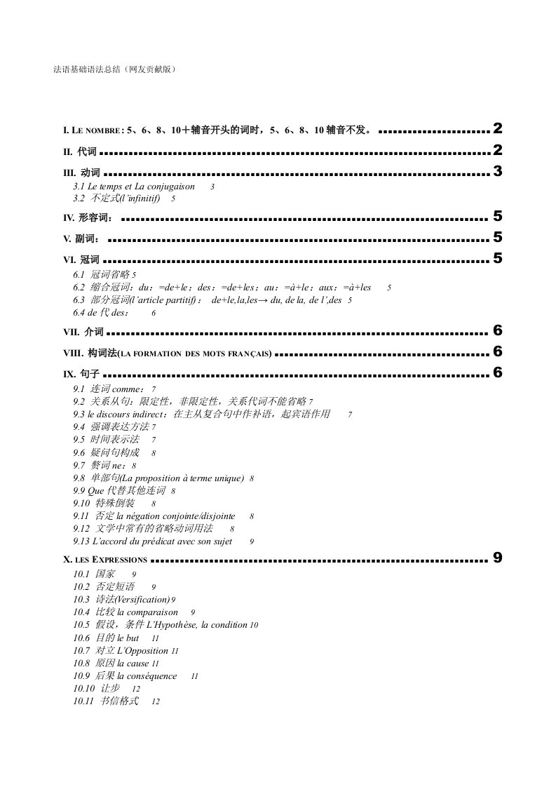 法语基础语法总结（网友贡献版）