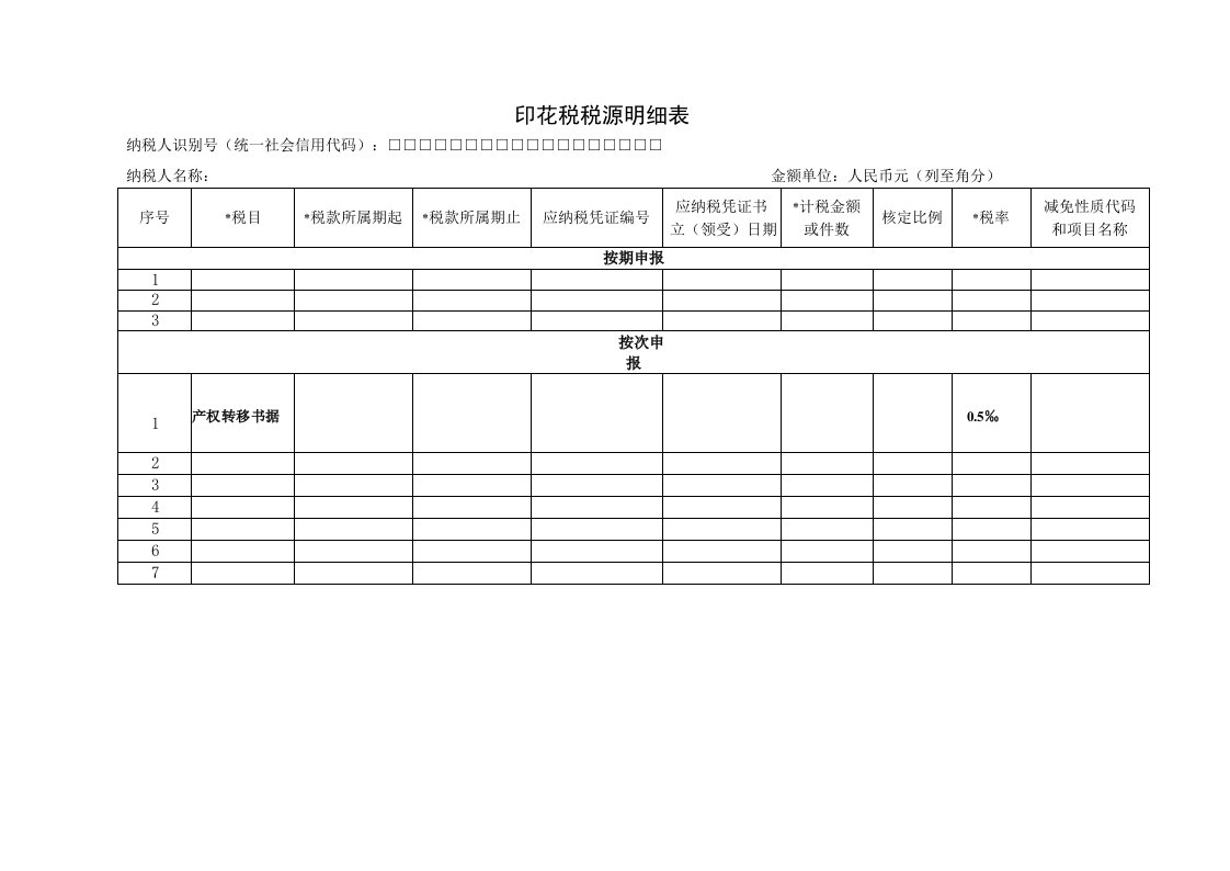 印花税税源明细表