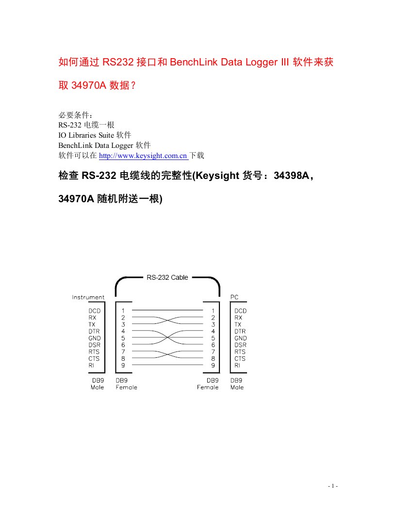 34970A如何通过RS232接口连接IO17.0并用BenchLinkDataLogger软件来获取34970A数据