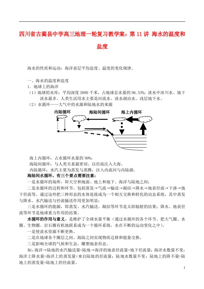 四川省古蔺县中学高三地理一轮复习