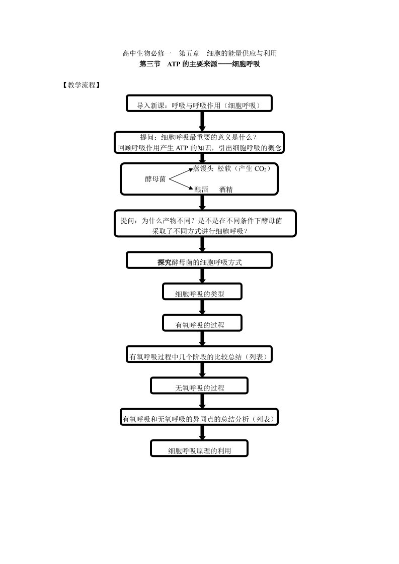 高中生物必修一第五章细胞的能量供应与利用细胞呼吸