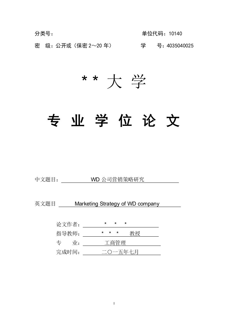 WD公司营销策略研究