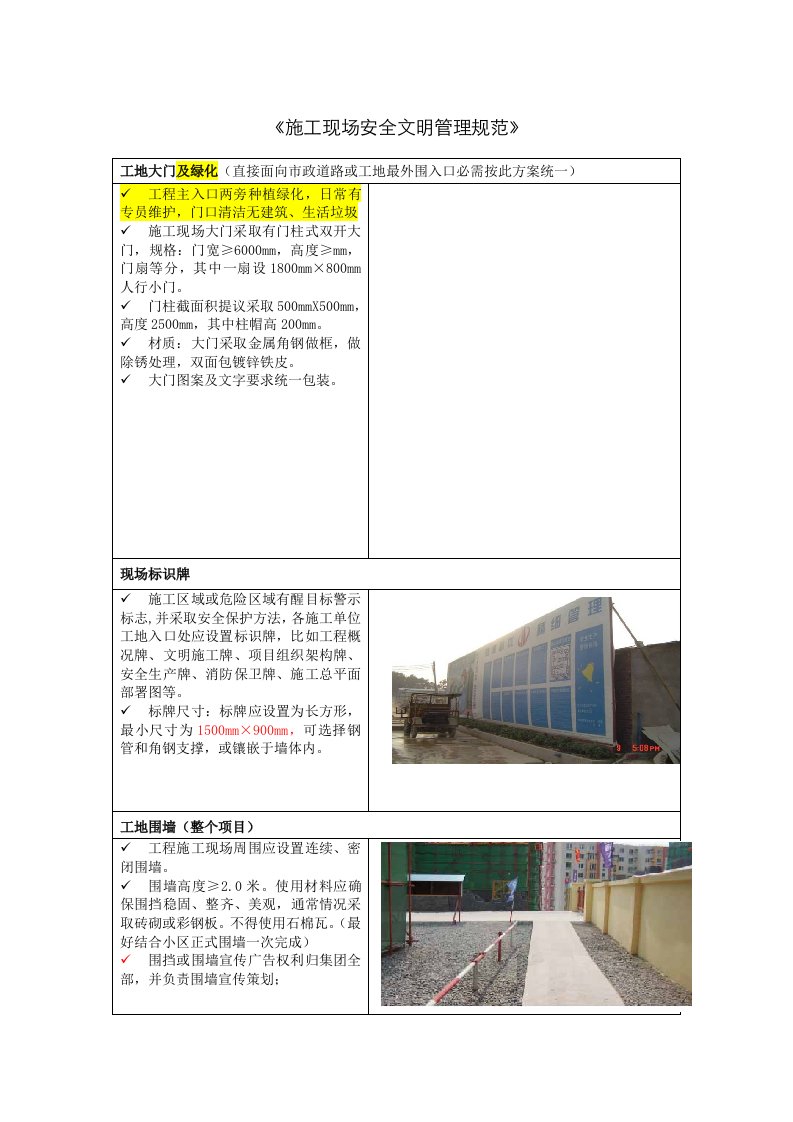 2021年施工现场安全文明管理规范