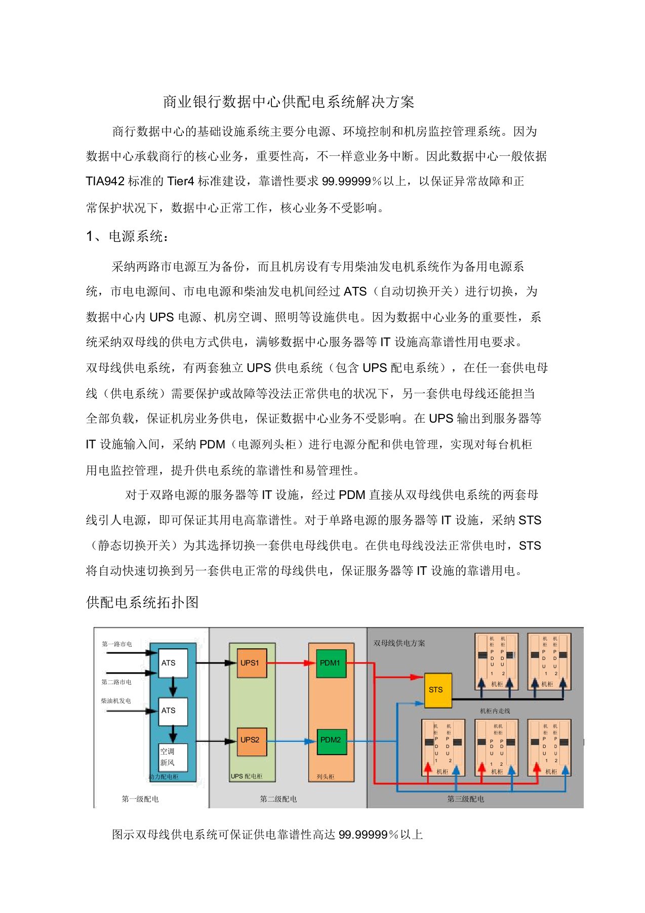 机房数据中心供配电系统解决方案(DOC)