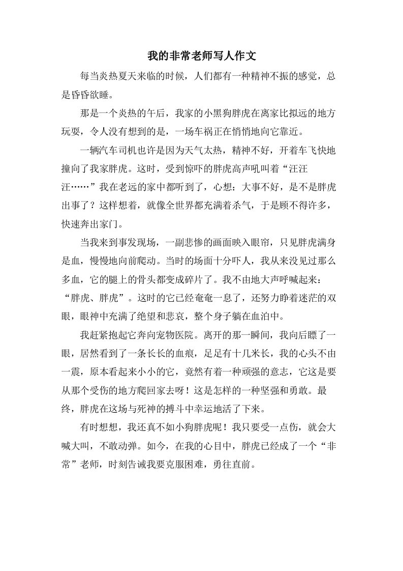 我的非常老师写人作文