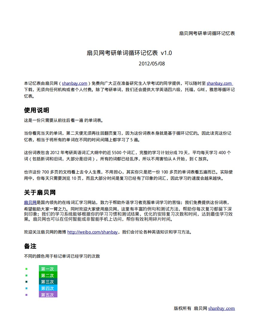 扇贝网考研单词循环记忆表.pdf