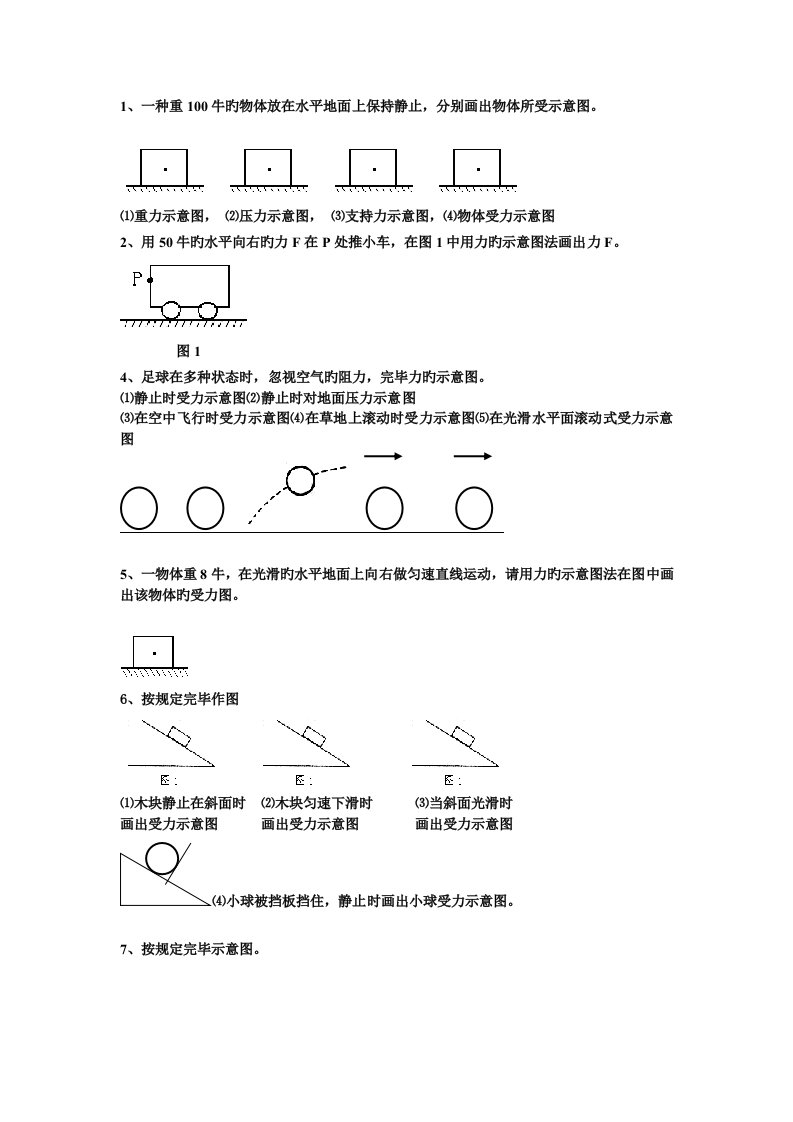 初中物理力学作图题练习