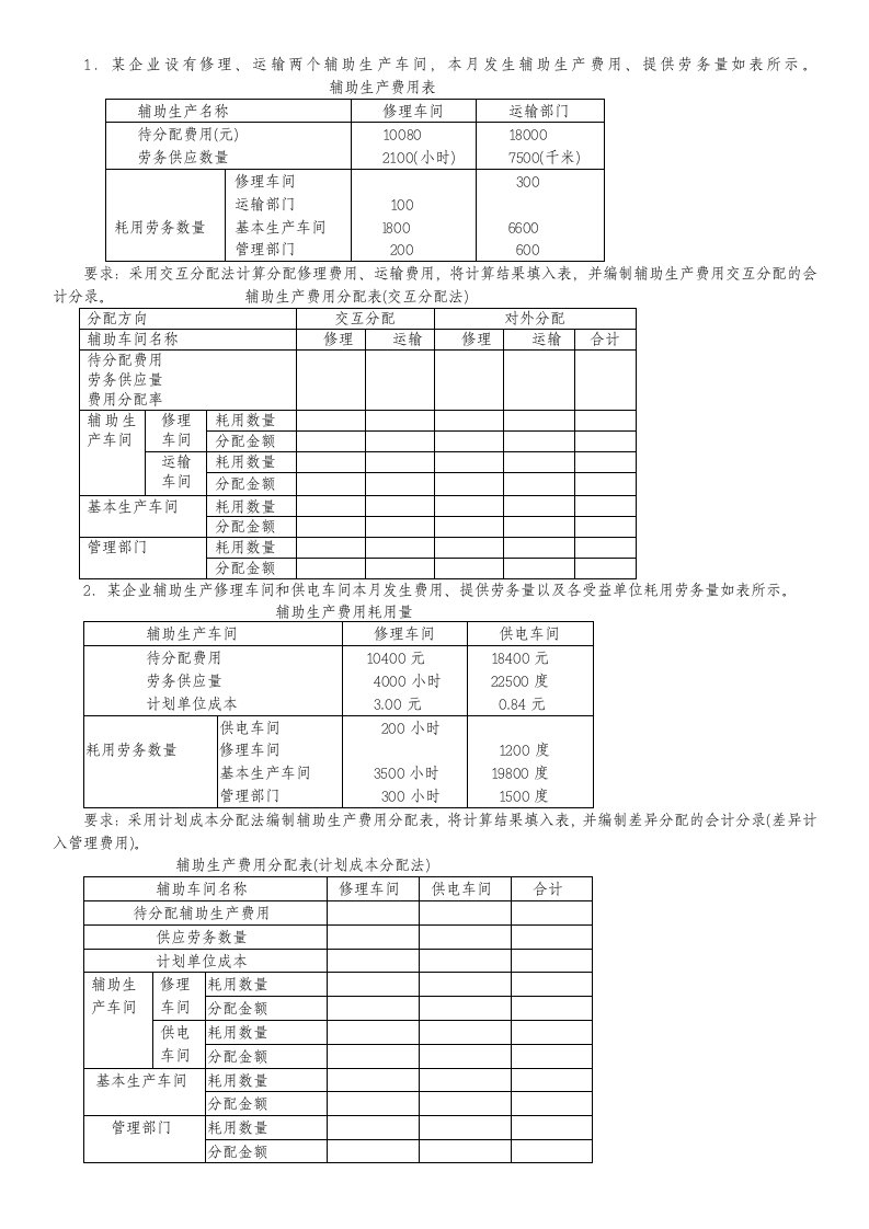 20139成本会计学分互认习题