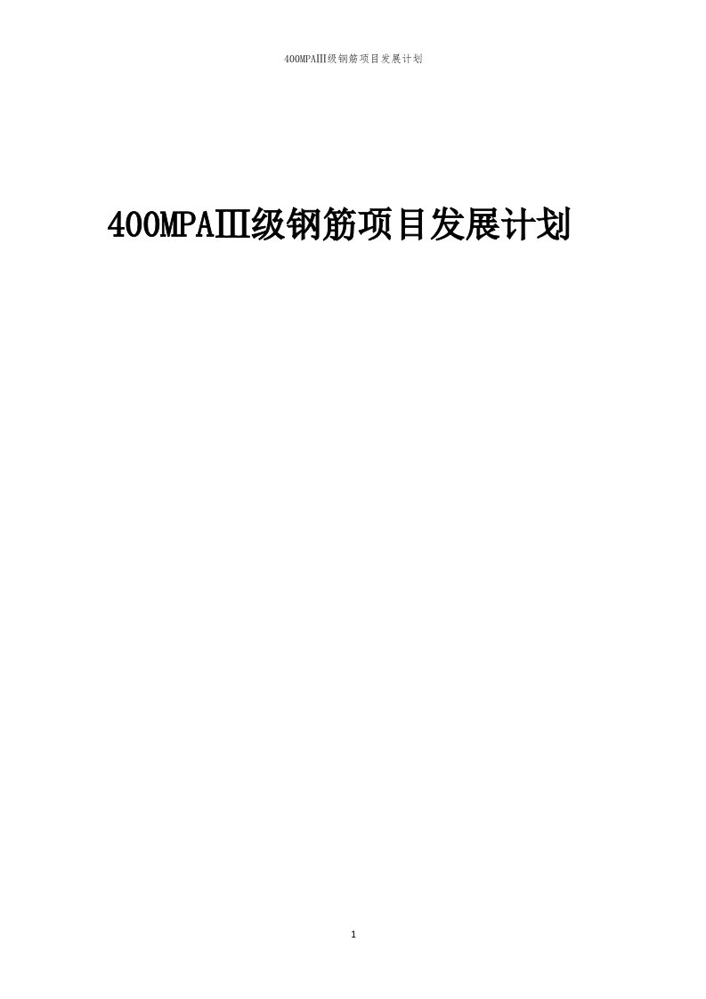 2024年400MPAⅢ级钢筋项目发展计划