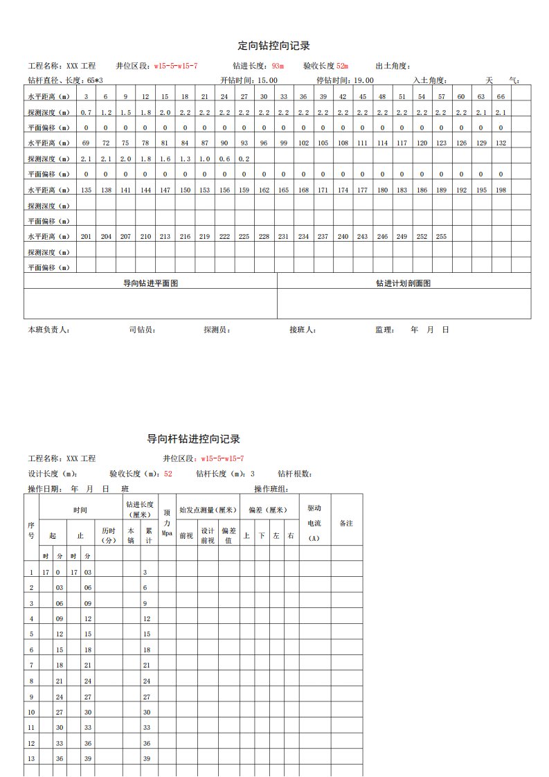 拖拉管施工记录表