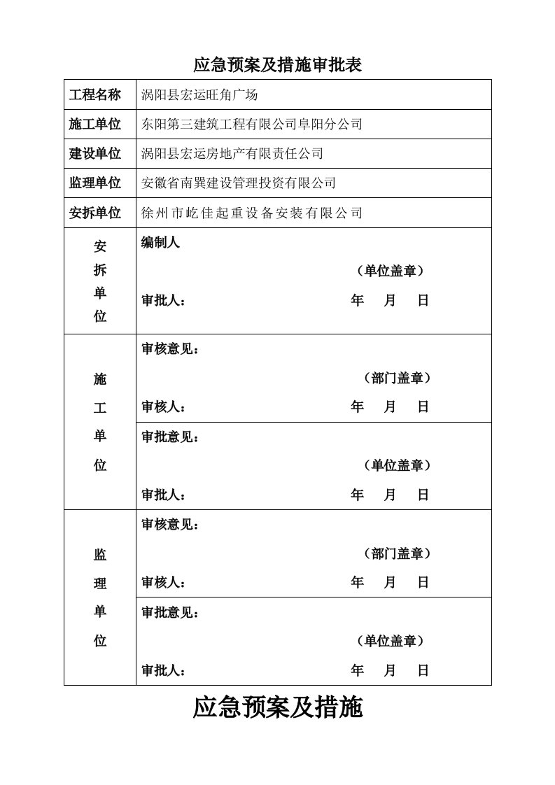 塔吊应急预案及措施