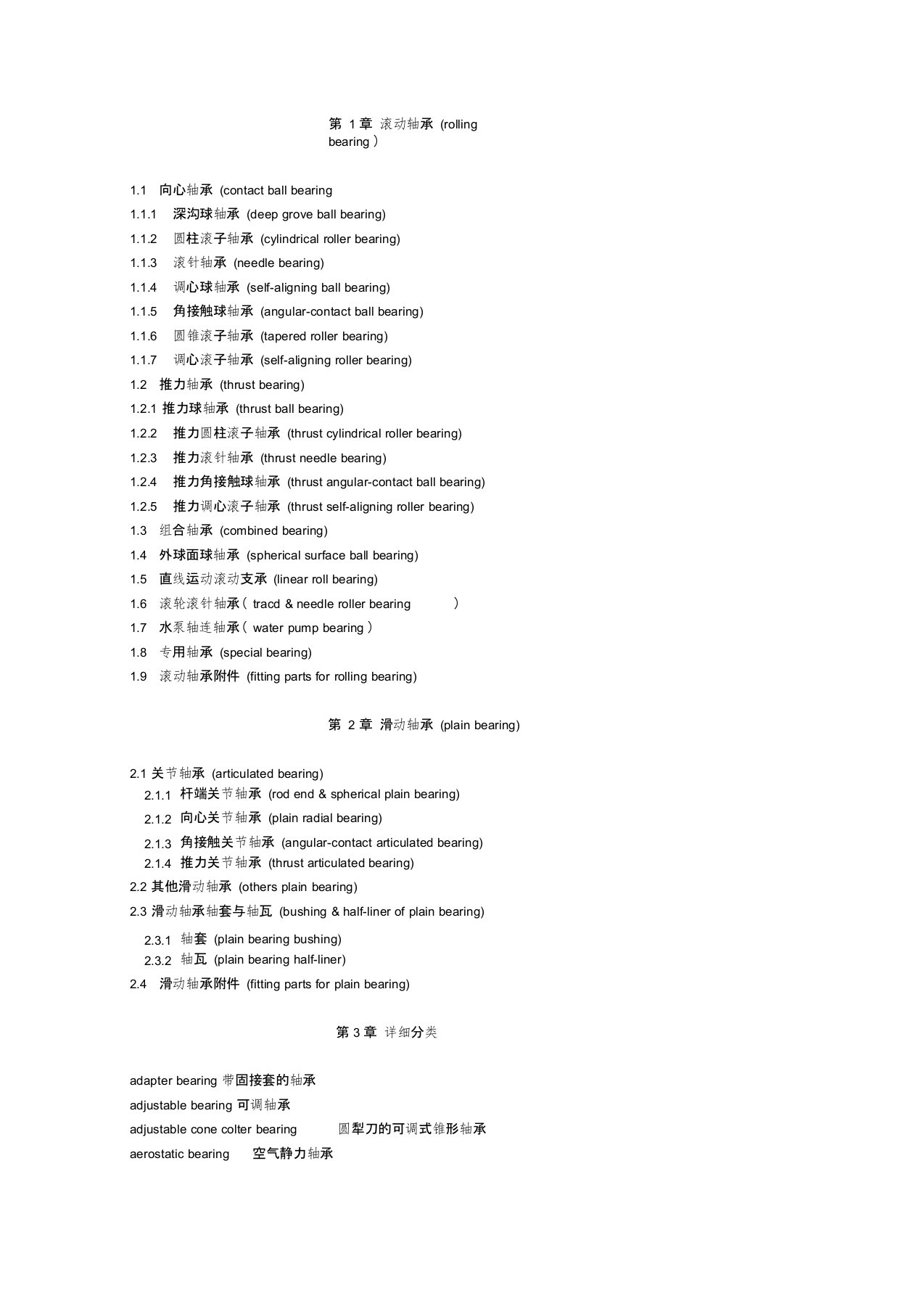 常用轴承的英文术语