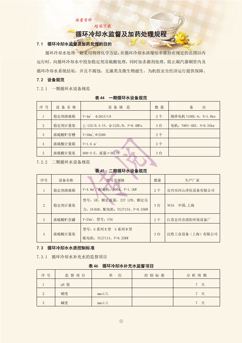 循环冷却水监督及加药处理规程