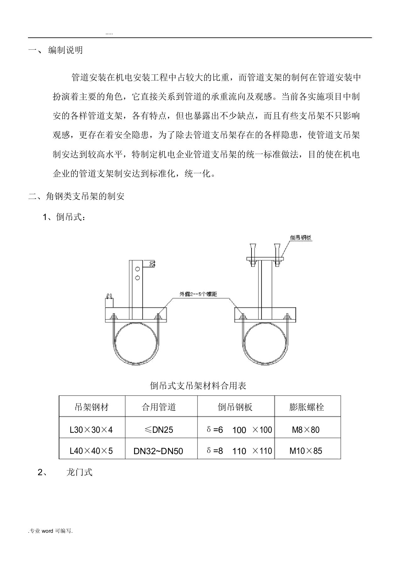 管道支架制作安装标准规范标准