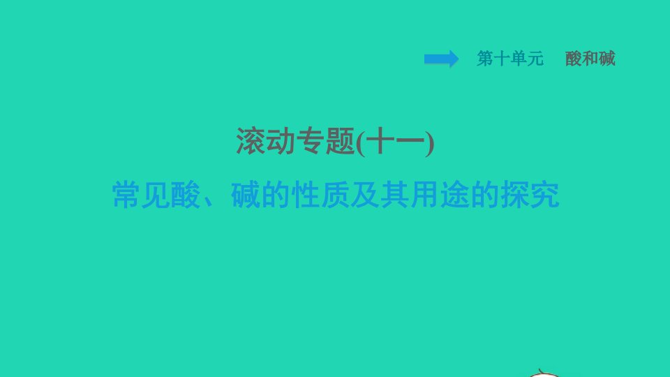 安徽专版2022九年级化学下册第10单元酸和碱滚动专题十一常见酸碱的性质及其用途的探究课件新版新人教版