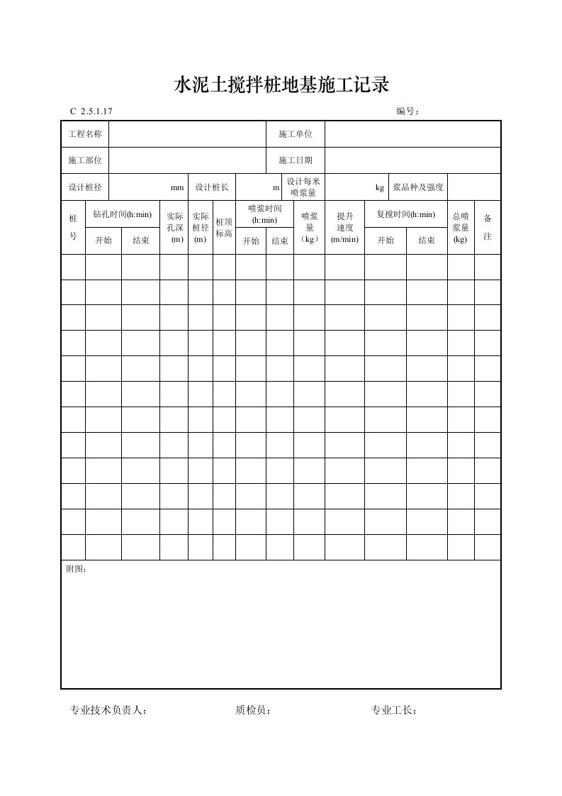 建筑工程-水泥土搅拌桩地基施工记录